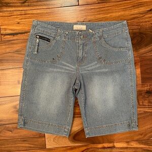 Vintage Personal Identity Railroad Stripe Denim Bermuda shorts– Size 9/10